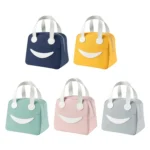 Smile Lunch Bag with Leather Handles, Size: S (Green) - Image 2