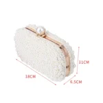 Pearl Evening Bag Soft Face Lock Ladies Shoulder Bag Crossbody Small Square Bag - Image 4