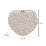 Pearl Evening Bag Ladies Heart Shaped Clutch Single Chain Crossbody Bag - Image 3