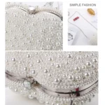 Pearl Evening Bag Ladies Heart Shaped Clutch Single Chain Crossbody Bag - Image 4