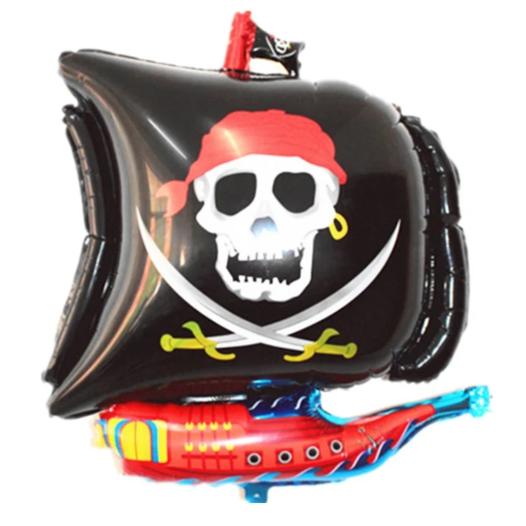 5PCS Pirate Ship Balloon Cartoon Halloween Aluminum Film Balloon