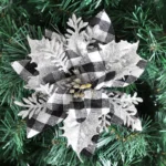 Gold Powder Plaid Christmas Flower Christmas Tree Decoration