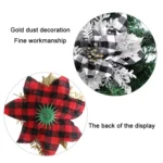 Gold Powder Plaid Christmas Flower Christmas Tree Decoration - Image 3