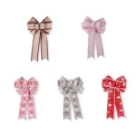 Fine Linen Plaid Christmas Bow Festive Scene Decoration - Image 2