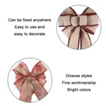 Fine Linen Plaid Christmas Bow Festive Scene Decoration - Image 3