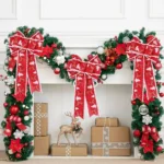 Fine Linen Plaid Christmas Bow Festive Scene Decoration - Image 4