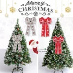 Fine Linen Plaid Christmas Bow Festive Scene Decoration - Image 5