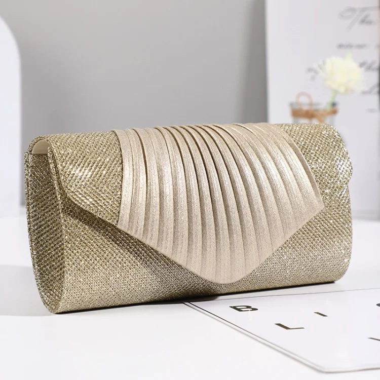 TBD0602509101A.webp Simple Square Pleated Ladies Dinner Party Bag Bridesmaid Bridal Wedding Banquet Bag - Image 1