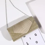Simple Square Pleated Ladies Dinner Party Bag Bridesmaid Bridal Wedding Banquet Bag - Image 3