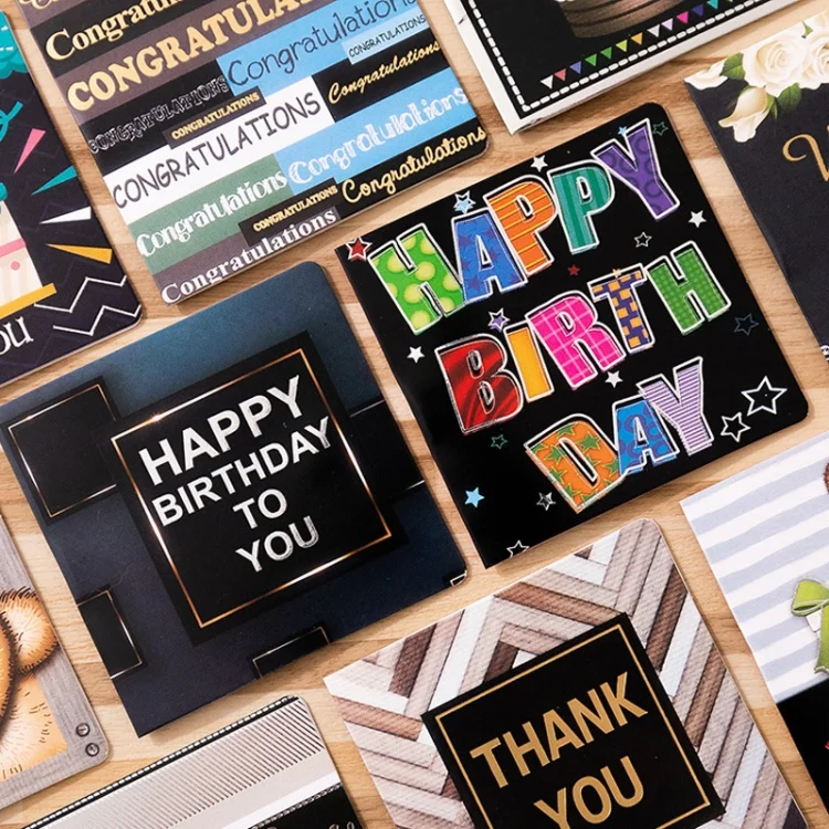 TBD0602511401_B1.webp 10 PCS Square Bronzing Color Print Thanks Greeting Cards - Image 2