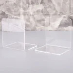 2 PCS Acrylic Transparent Bookstand L-shaped Bookends Bookshelf - Image 3