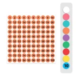 100 Stickers/Sheet Clothes Footwear Size Number Label Sticker, Diameter: 25mm