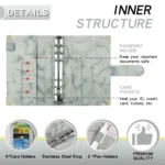 A6 Binder Budget Book Marbled Notebook PU Leather Binder - Image 3