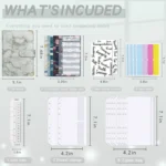 A6 Binder Budget Book Marbled Notebook PU Leather Binder - Image 4