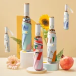 Small Fresh Automatic Umbrella Gold Glue Fabric Tri-fold Parasol - Image 2