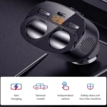 Car Charger With Switch Double Cigarette Hole Car Socket - Image 6