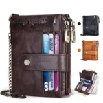 HUMERPAUL BP896 RFID Anti-Theft Brush Dual Zipper Leather Wallet Multi-Card Men Purse - Image 2