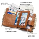 HUMERPAUL BP896 RFID Anti-Theft Brush Dual Zipper Leather Wallet Multi-Card Men Purse - Image 4