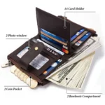 BP804 RFID Anti-Theft Wallet Multi-Function Buckle Zipper Retro Leisure Coin Purse - Image 3