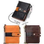 HUMERPAUL BP90 Men Retro Simple Coin Purse Dual Zipper Short RFID Anti-Magnetic Cash Clip - Image 2