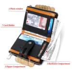 HUMERPAUL BP90 Men Retro Simple Coin Purse Dual Zipper Short RFID Anti-Magnetic Cash Clip - Image 3