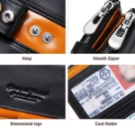 HUMERPAUL BP90 Men Retro Simple Coin Purse Dual Zipper Short RFID Anti-Magnetic Cash Clip - Image 4