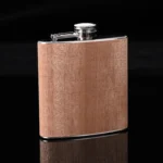 6oz Wood Leather Hip Flask Stainless Steel Whiskey Wine Alcohol Flagon