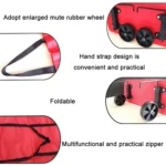 Portable Shopping Cart Foldable Tote With Wheels - Image 3