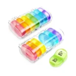 Week 14 Grids Rainbow Portable Plastic Compartment Medicine Box - Image 2