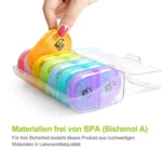 Week 14 Grids Rainbow Portable Plastic Compartment Medicine Box - Image 3