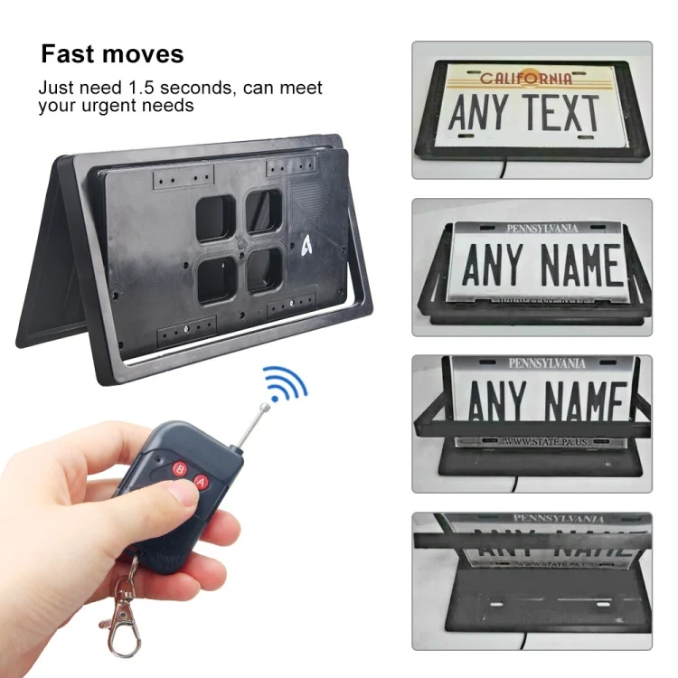 TBD06026605_5.webp US Standard Car Flip Retractable License Plate Holder Hidden Shutter Cover License Plate Holder - Image 6