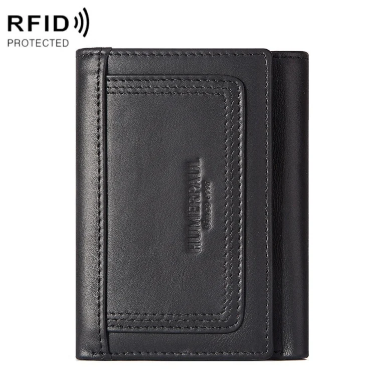 HUMERPAUL BP992 RFID Anti-Magnetic Multi-Card Position Zipper Coin Purse Leather Men Wallet