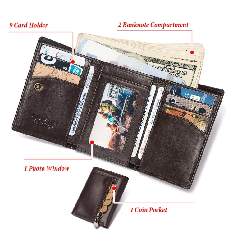 TBD0602661701_B5.webp HUMERPAUL BP992 RFID Anti-Magnetic Multi-Card Position Zipper Coin Purse Leather Men Wallet - Image 6