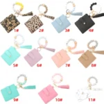 PU Tassel Silicone Bead Bracelet Wallet With Keychain - Image 2