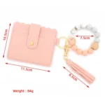PU Tassel Silicone Bead Bracelet Wallet With Keychain - Image 3