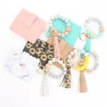 PU Tassel Silicone Bead Bracelet Wallet With Keychain - Image 4
