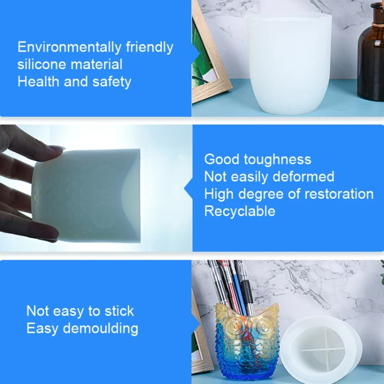 TBD06027045_3.webp D768 Epoxy Mould Owl Pen Holder Silicone Mould - Image 4