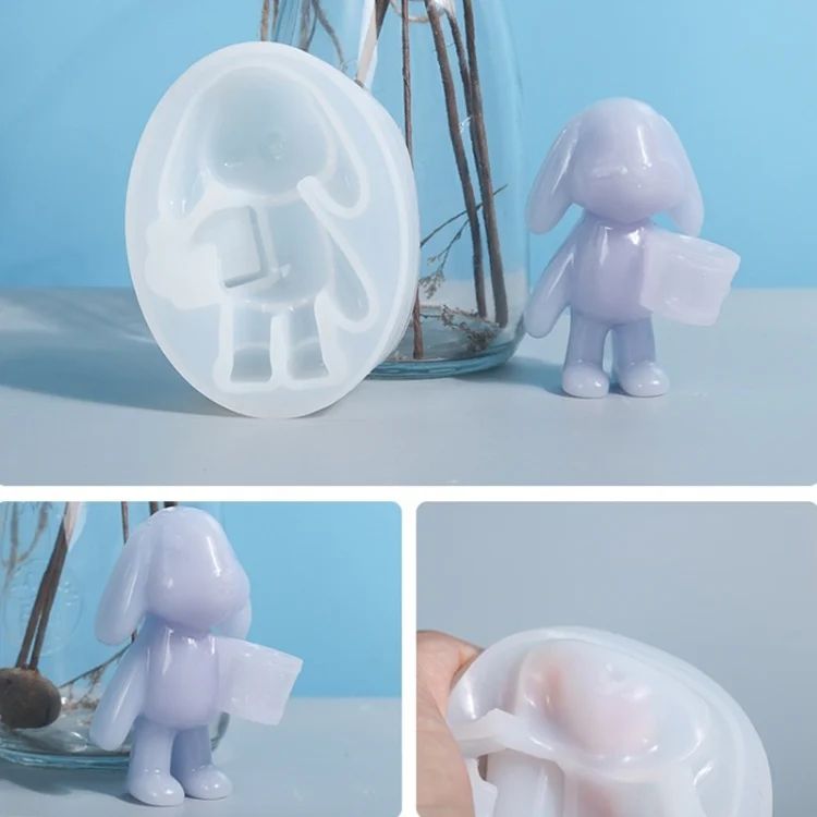 TBD06027053_4.webp D263 DIY Crystal Epoxy Mould Holding Bucket Rabbit Mirror Making Table Mould - Image 5
