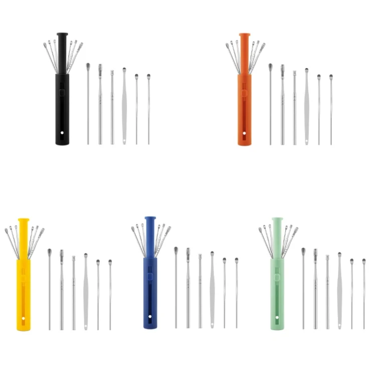 TBD0602718101_1.webp 1 Pack Push-Pull Cylinder Storage Ear Scoop Set, Specification: 6 PCS/Set Black - Image 6