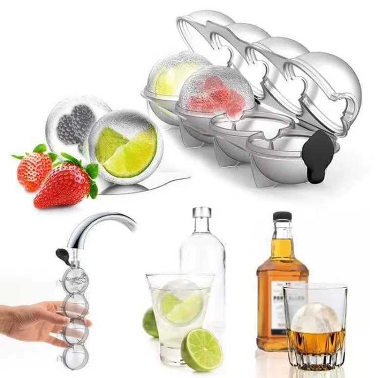3 PCS Four -Hole Ice Hockey Model Ice Cube Maker Round Ice Ball