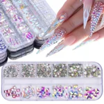 12 Grid Flat Bottom Shaped Nail Rhinestones Nail Decoration - Image 3