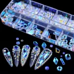 12 Grid Flat Bottom Shaped Nail Rhinestones Nail Decoration - Image 4