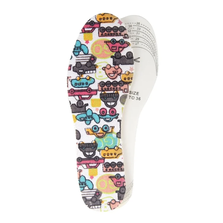 3 Pairs Latex Children Insole Soft Cartoon Printed Canvas Foot Pad