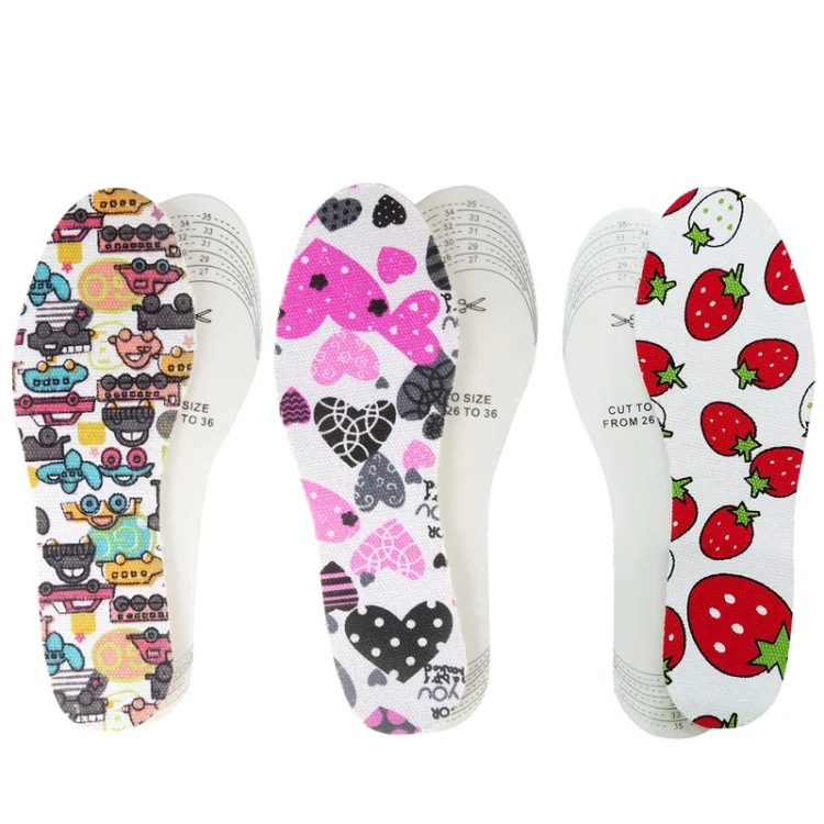 TBD0602745701_B1.webp 3 Pairs Latex Children Insole Soft Cartoon Printed Canvas Foot Pad - Image 2