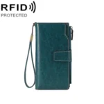 1669 RFID Anti-magnetic Anti-theft Retro Long Wallet Card Holder Document Bag