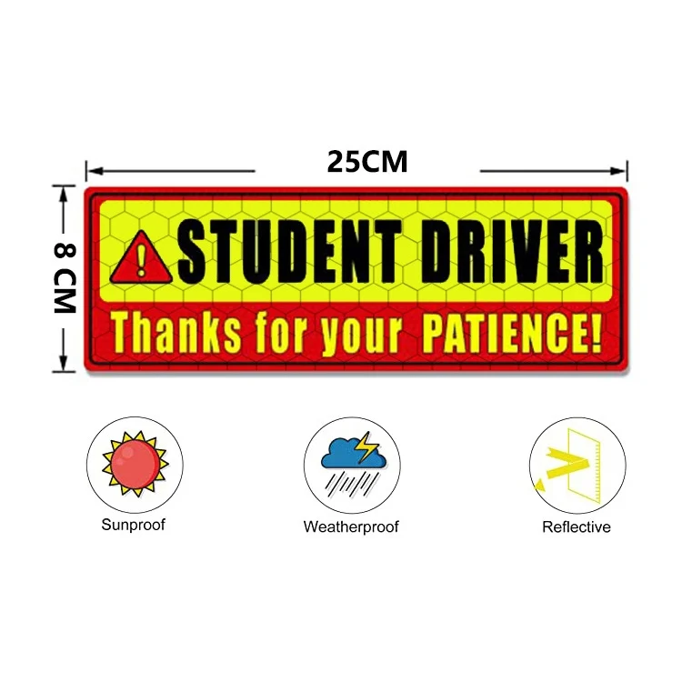 TBD0602788501_B2.webp 2 PCS STUDENT DRIVER Novice Car Sticker Magnetic Reflective Car Sticker - Image 3