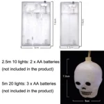 Halloween LED White Yarn Skull Ghost Festival Horror Atmosphere Decorative Lights, Style: - Image 3