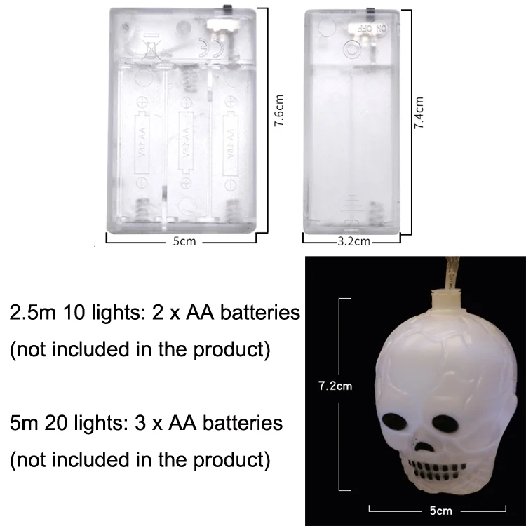 TBD0602808301_B2.webp Halloween LED White Yarn Skull Ghost Festival Horror Atmosphere Decorative Lights, Style: - Image 3