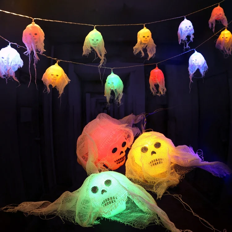 TBD0602808301_B5.webp Halloween LED White Yarn Skull Ghost Festival Horror Atmosphere Decorative Lights, Style: - Image 6