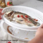 Microwave Fish Steamer With Lid Preserved Steamed Fish Plate - Image 4